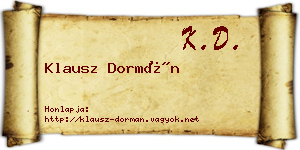 Klausz Dormán névjegykártya